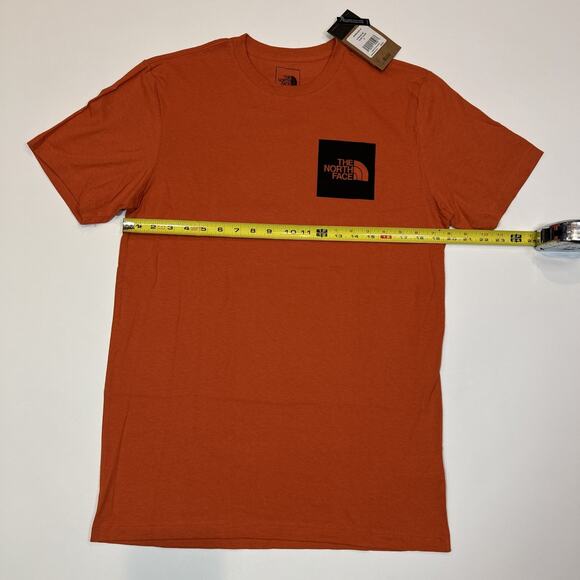 The North Face Men’s Medium T-Shirt Orange NWT Short Sleeve 100% Cotton Box Logo - Picture 8 of 13